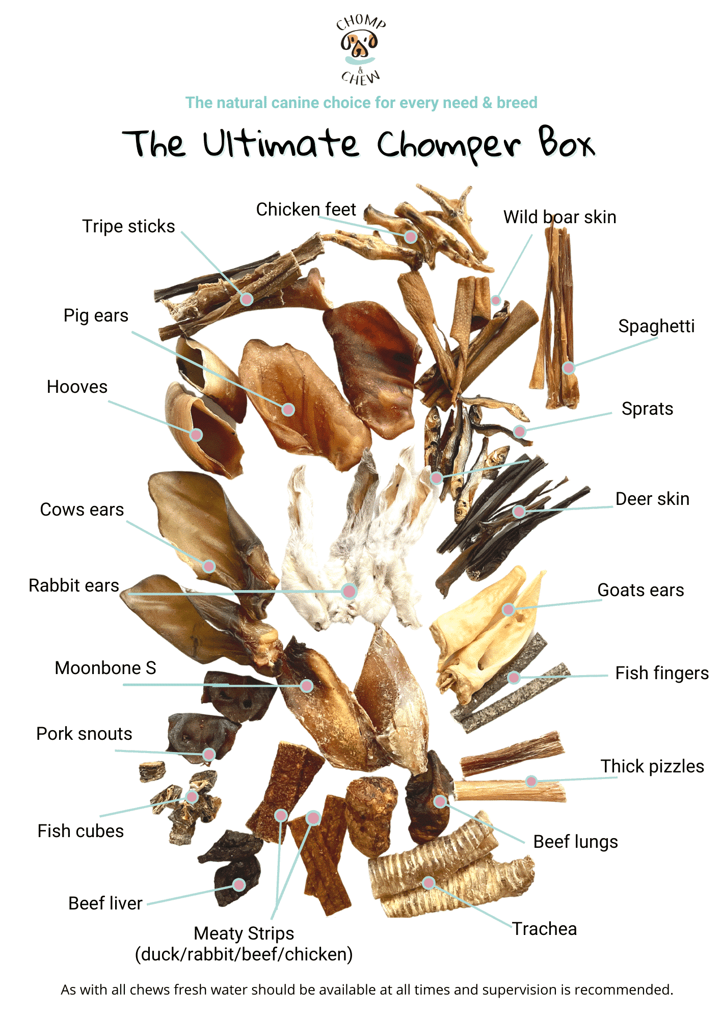 The Ultimate Chomper variety dog chews box